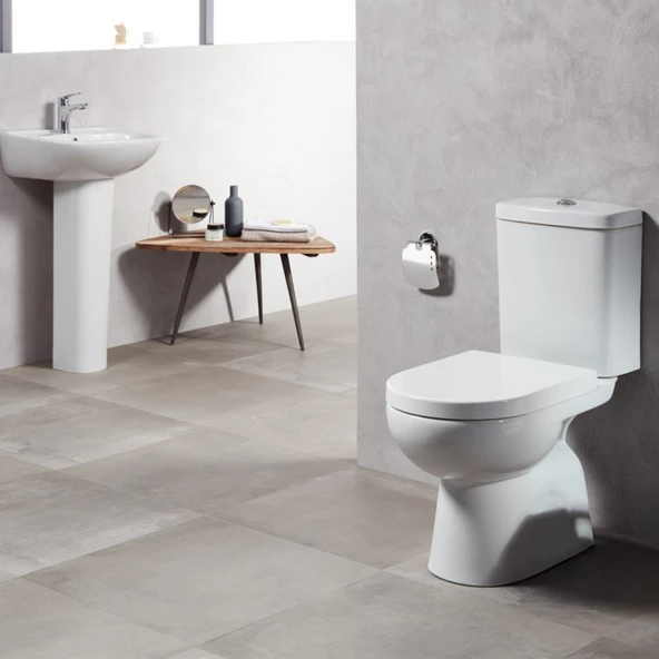 Turavit Alize Beyaz Kanallı Alttan Çıkışlı Klozet Takımı ALZ6003, Nkp İnci Yavaş Kapak - Resim 7