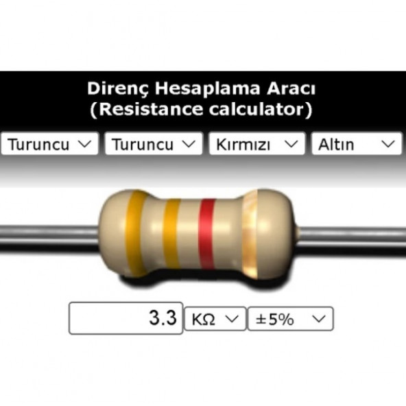 OEM 3.3 Kr (Kiloohm) Direnç 1/2 Watt (5 Adet)