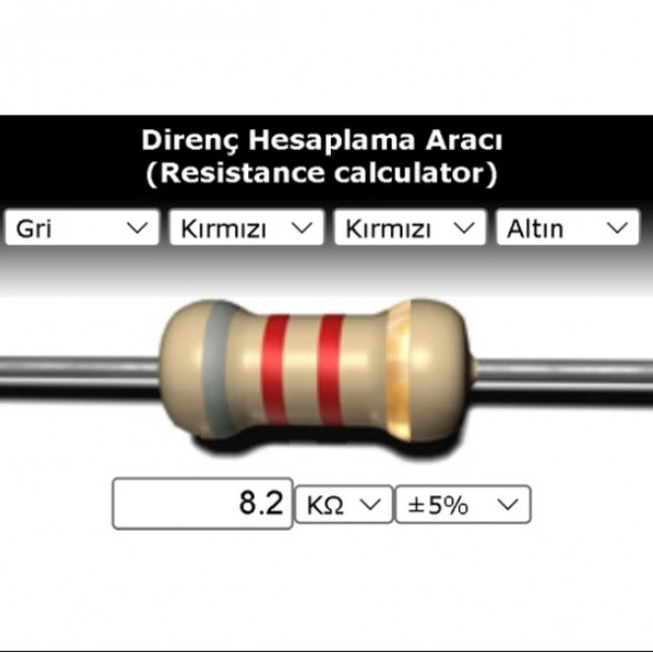 OEM 8.2 Kr (Kiloohm) Direnç  1/4 Watt (5 Adet) ürün görseli