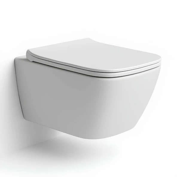 Turavit Luna Beyaz Kanalsız Asma Klozet LN5610, Nkp Lento Duroplast Yavaş Kapak - Resim 3