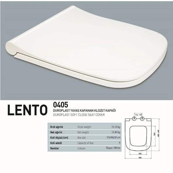 Turavit Luna Beyaz Kanalsız Asma Klozet LN5610, Nkp Lento Duroplast Yavaş Kapak - Resim 4