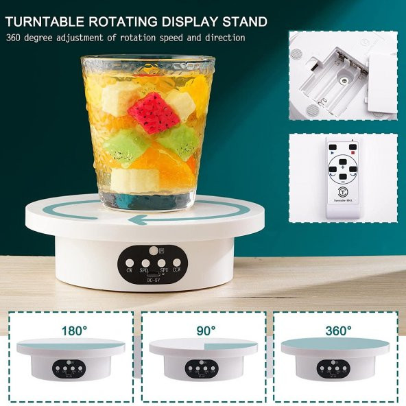 Valkyrie 16cm Kumandalı 360 Derece 5 Fonlu Elektrikli Döner tabla Turntable Vitrin Fotoğraf - 10