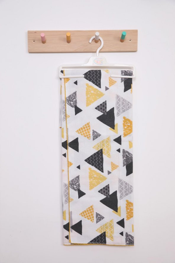 Çok Amaçlı Bebek Çocuk Pazen Bezi Örtü Battaniye 80*90 Üçgen Desen - 3