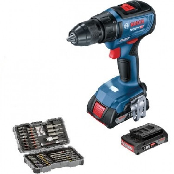 Bosch Gsb 18v-50 2x2.0 A.h Akülü Darbeli Vidalama + 43 Parça Set