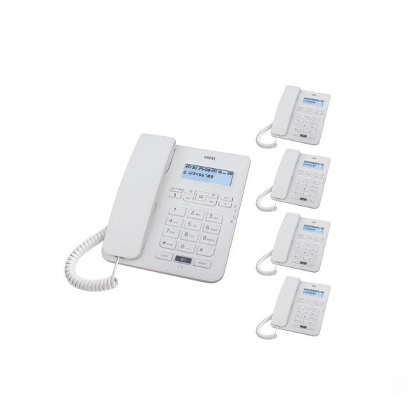 Karel TM145 Beyaz Ekranlı Masaüstü Kablolu Telefon 5'li