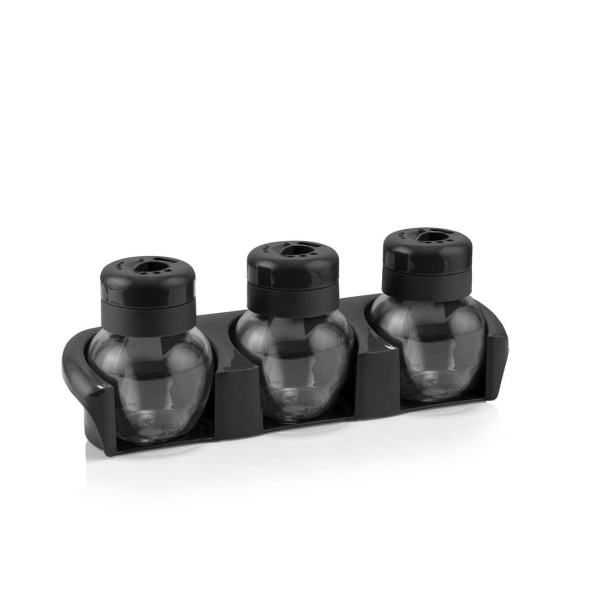 Porsima L-00372 Plastik Standlı Cam Baharatlık Takımı 210 cc 3'lü Tuz Baharatlık Seti - Resim 2