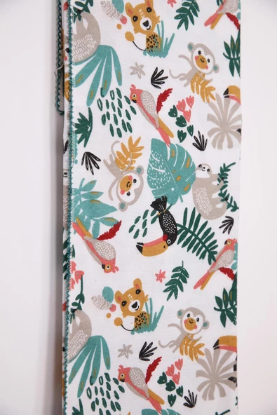 Çok Amaçlı Bebek Çocuk Pazen Bezi Örtü Battaniye 80*90 Tropikal Hayvanlar - 5