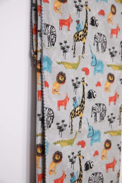 Çok Amaçlı Bebek Çocuk Pazen Bezi Örtü Battaniye 80*90 Tropikal Hayvanlar - 9