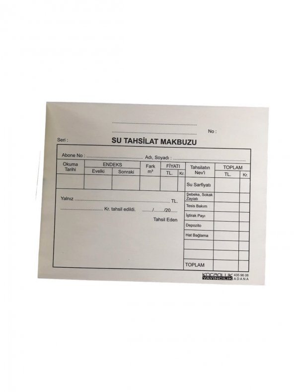 Kocaoluk Su Tahsilat Makbuzu - 2