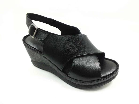 Marine Shoes Hakiki Deri Sandalet Siyah 86 063-177 - 2