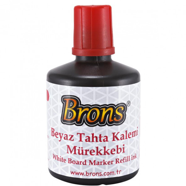 Brons Tahta Kalem Mürekkebi 100 CC Kırmızı 1 Paket (6 Adet) BR-355