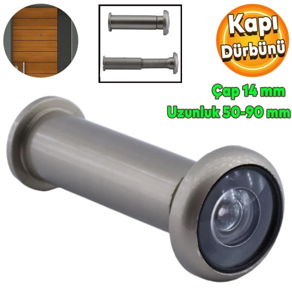 Kapı Dürbünü Çelik Kapı Saten 50-90 mm Ayarlanabilir Çap 14 mm ürün görseli