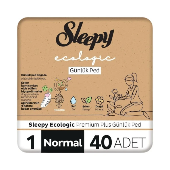 Sleepy Ecologic Premium Plus Günlük Ped Normal 40 Adet Ped