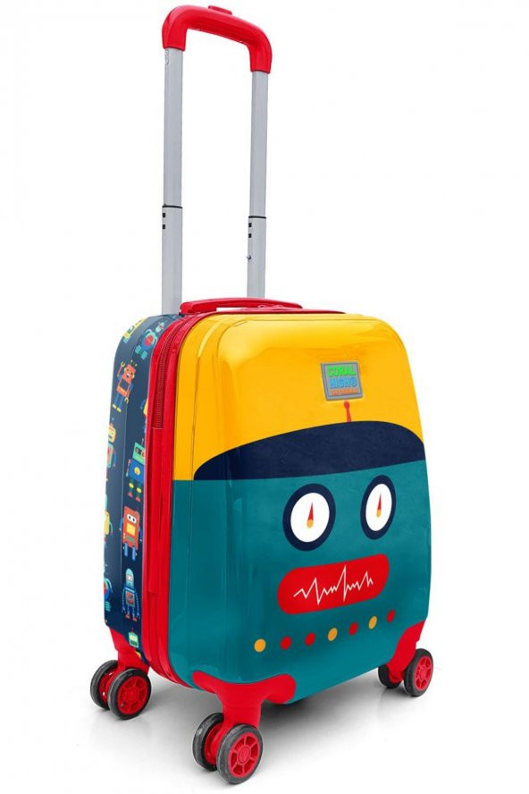 Elatae Policarbon Kırılmaz Çocuk Valizi Lacivert Çivit Robot Desenli - 6