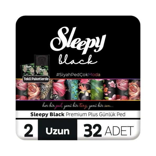 Sleepy Black Premium Plus Günlük Ped Uzun 64 Adet Ped