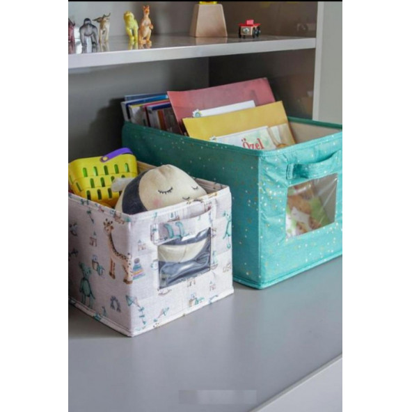 Onikiden Baby 2li Pencereli Düzenleyici Kutu, Çok Amaçlı Bebek Bakım Organizer Kutu 2li Set Mavi - 2