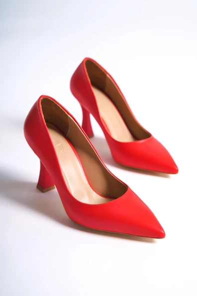 Kanger Kırmızı Mat Stiletto Kadeh Topuklu Ayakkabı - Resim 4