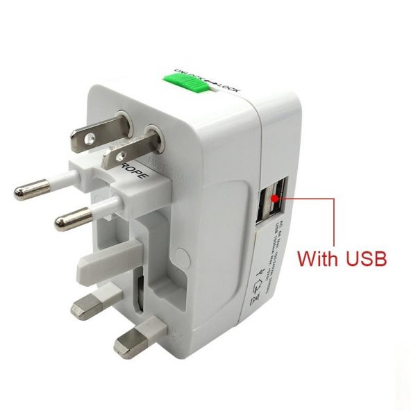 Universal Seyahat Prizi 2 Port USB Çıkışlı