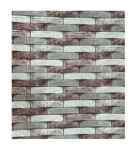 Renkli Duvarlar 70x77cm(0,53m2)Ofis Dükkan Mağaza Kendinden Yapışkanlı Bordo Gri Taş Desen Duvar Kağıdı Paneli NW139