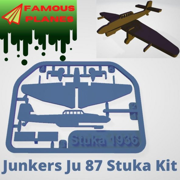 Ünlü Uçaklar - Stuka Junkers Ju 87 Kit Kartı Plastik Aparat