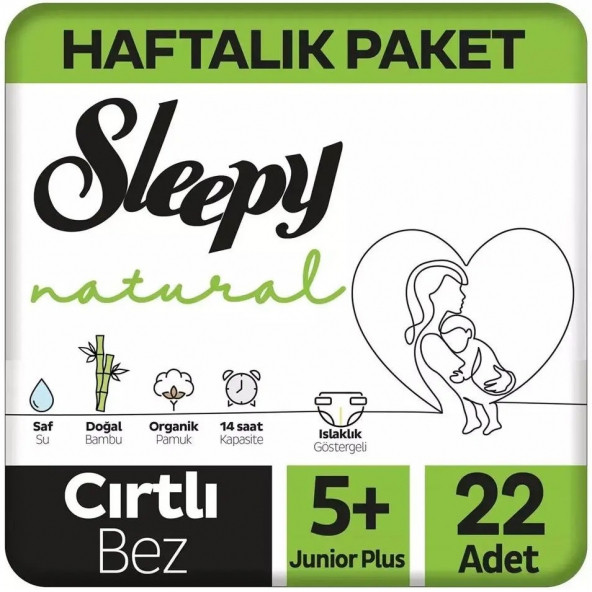 Sleepy Natural 5+ Numara Bebek Bezi 22 Adet