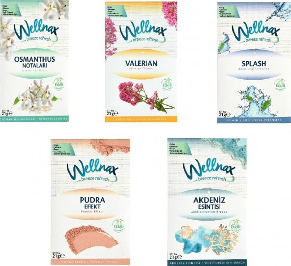 Wellnax Dolap ve Çekmece Kokusu Mix Seri x5