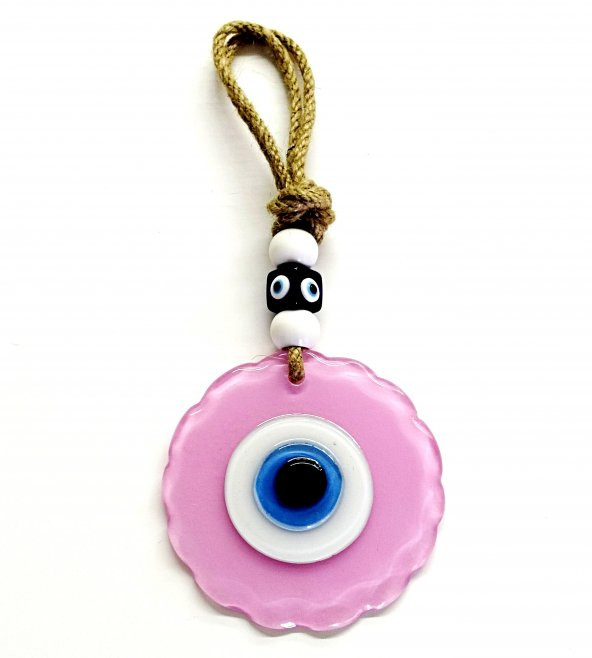 Papatya Şekilli Pembe Renk El Yapımı Cam Duvar Süsü Hediyelik Dekor - Resim 2