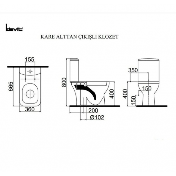 İdevit Kare Kanallı Alttan Çıkışlı Klozet Takım - Resim 6