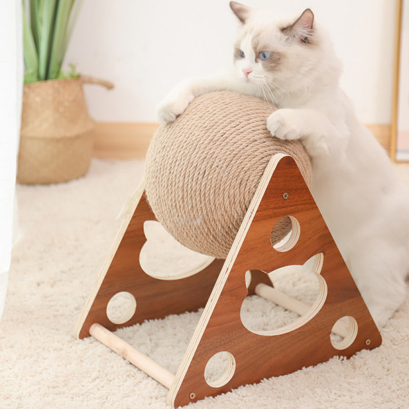 TİNEKE Ahşap Ipli Kedi Oyuncagi Topu Kedi Tırmalaması - 3