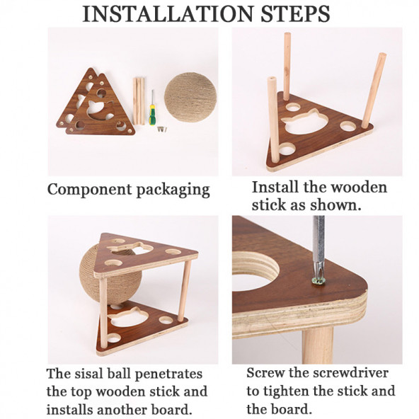 TİNEKE Ahşap Ipli Kedi Oyuncagi Topu Kedi Tırmalaması - 4