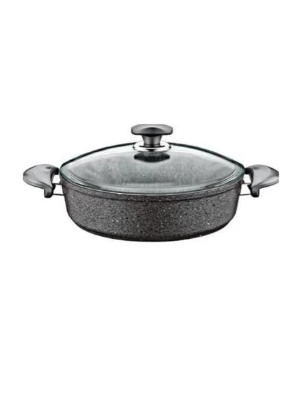 Oms GR200 Granit Gri Kısa Tencere 22 Cm