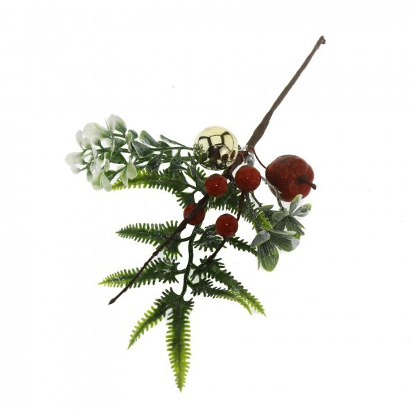 25cm Dal Çiçek Toplu ve Elmalı Yılbaşı Çiçeği 1 Adet - 2