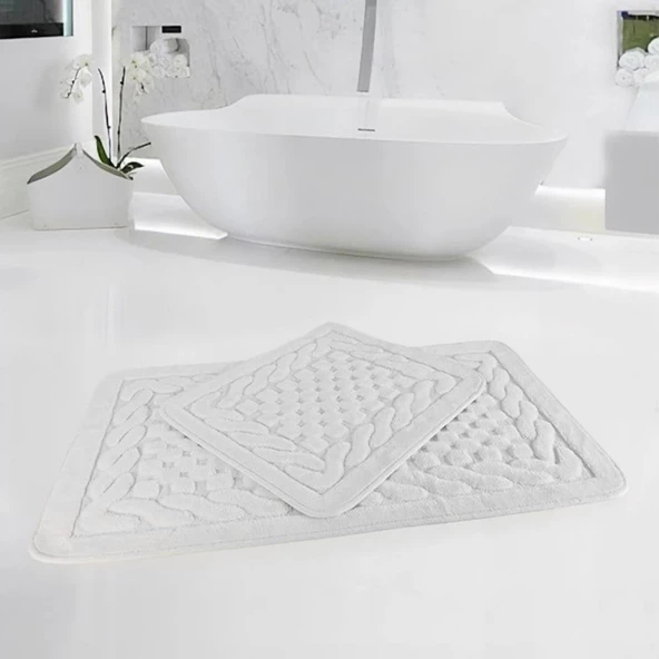 Per Class Pamuklu Kare Kabartma Klozet Takımı - 4