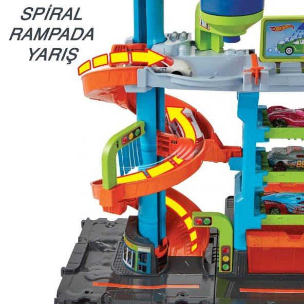 Hot Wheels City Mega Araba Yıkama, 1 adet Renk Değiştiren Arabalar aracı, sıcak ve soğuk su tankları ile HDP05 - 5