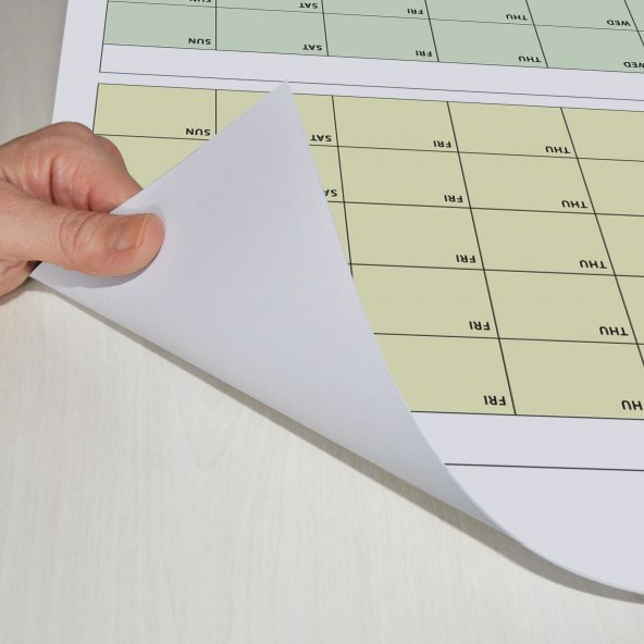 Tarihsiz Üç Aylık Duvar Takvimi, 90 Günlük Plan, Duvar Planlayıcı, Yeşil Renk - 70x100 cm - 7