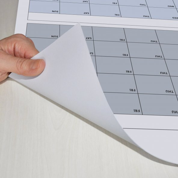 Tarihsiz Üç Aylık Duvar Takvimi, 90 Günlük Plan, Duvar Planlayıcı, Gri Renk - 35x50 cm - 8