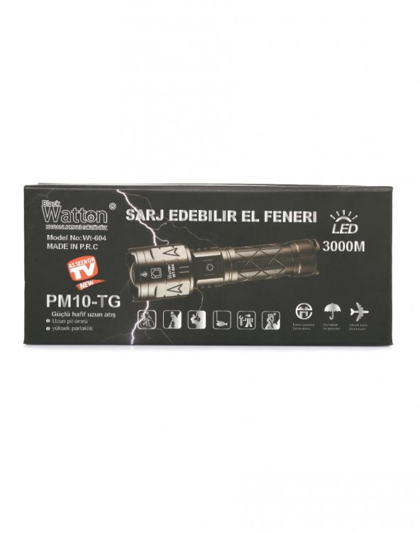 Watton 3000 LÜMEN GÜÇLÜ EL FENERİ WATTON WT-604 - 3