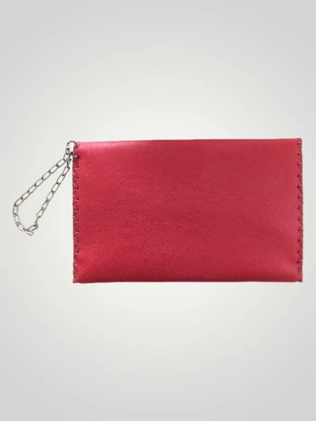 Vegan Deri Portföy/Clutch Tasarım Çanta - Bordo Renk - Boyutları 17/26 - 3