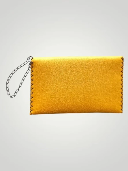 Vegan Deri Portföy/Clutch Baykuş Resimli Tasarım Çanta - Taba Renk - Boyutları 17/26 - 4