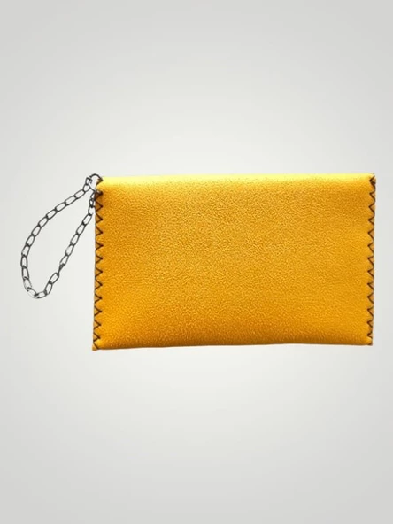 Vegan Deri Portföy/Clutch Baykuş Resimli Tasarım Çanta - Taba Renk - Boyutları 17/26 - 2