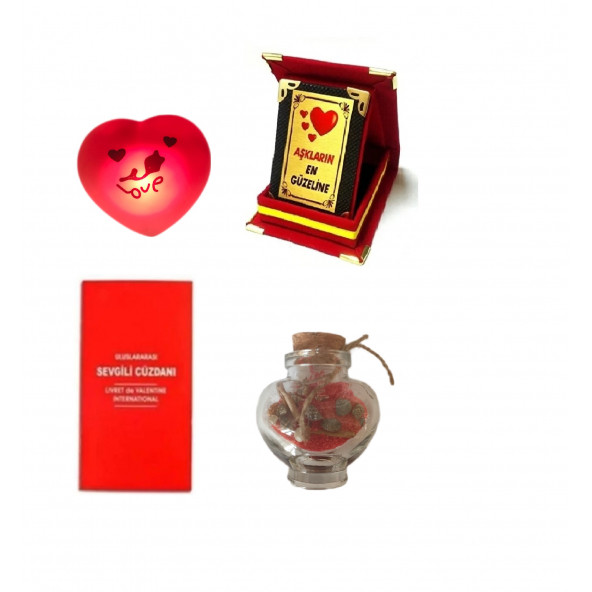 Eşe Sevgiliye En Güzel Günde Romantik Hediye Sevgi Cüzdanı Kalp Lamba Ferman Kalp Şişe Sevgi Plaket