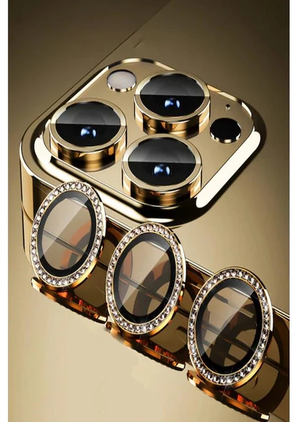 İphone 14-15 Pro -14-15 Pro Max Uyumlu Taşlı Lens Koruma - 9