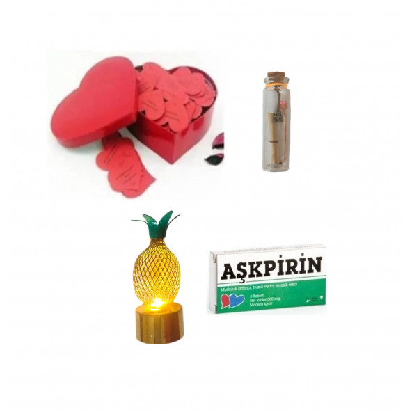 Eşe Sevgiliye En Güzel Gün Romantik Hediye Aşk Sözleri Kalp Kutusu Aşkpirin Ananas Lamba Dilek Şişe