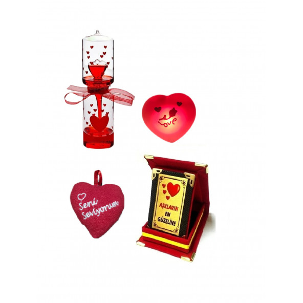 Eşe Sevgiliye En Güzel Gününüzde Romantik Hediye Aşk Ölçer Kalp Lamba Kalp Yastık Sevgili Plaket