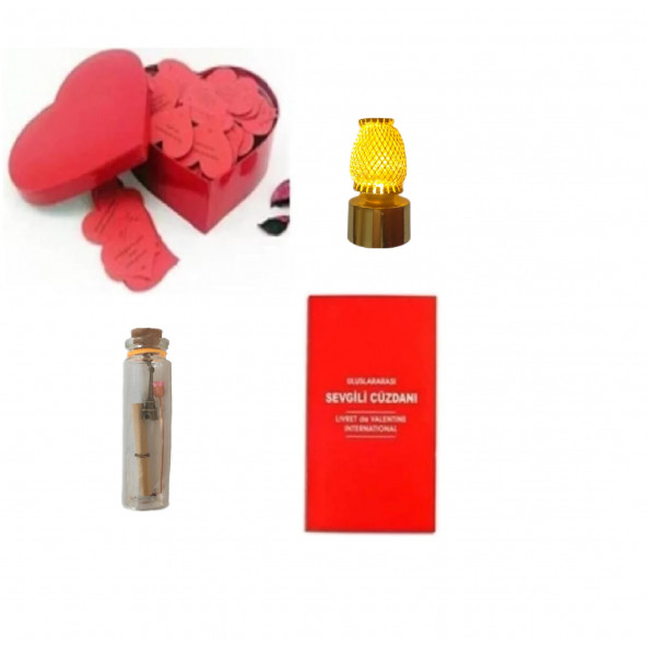 Eşe Sevgiliye En Güzel Romantik Hediye Aşk Sözleri Kalp Kutusu Sevgili Cüzdan Mini Lamba Dilek Şişe