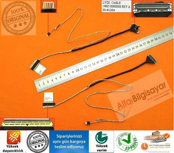 Asus K56CB-XO029D, K56CA-XX008H  data kablo lcd lvds flex cable Ekran Baglantı Kablosu - 1