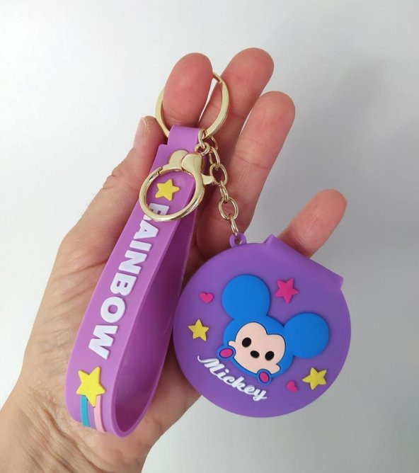 Anahtarlık Silikon Mickey Mouse Ayna Anahtarlık Çanta Süsü Karakter Figür Oyuncak - 2