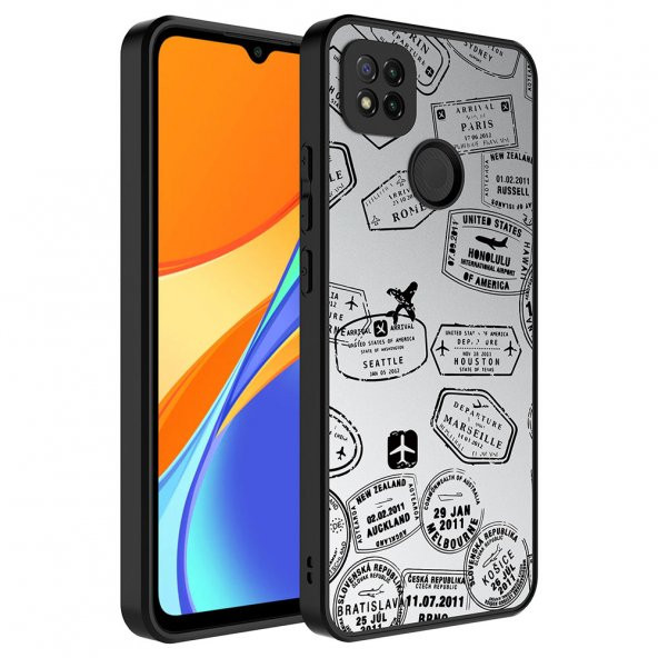 KNY Xiaomi Redmi 9C Kılıf Aynalı Desenli Parlak Mirror Kapak Gri