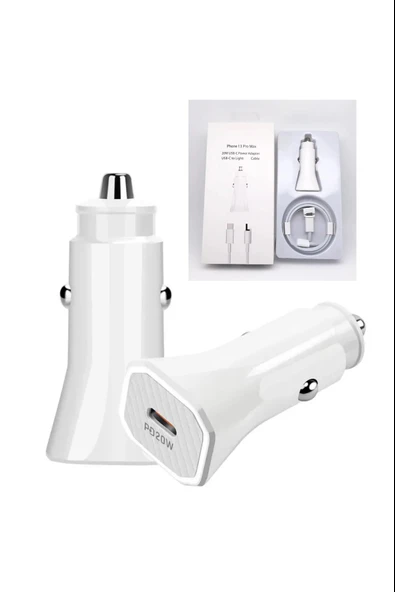 ıphone Uyumlu 20w Araç Çakmaklık Şarj Aleti 11-12-13-14 ligtning Tüm Telefonlara Uyumlu Type-C Çıkış