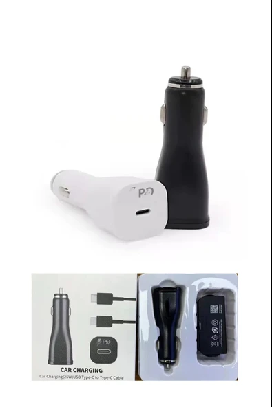 Samsung ve Diğer Markalara Uyumlu 25W PD Araç Çakmaklık Şarj Cihazı 1mt Type-C Data Kablo Dahil - 2